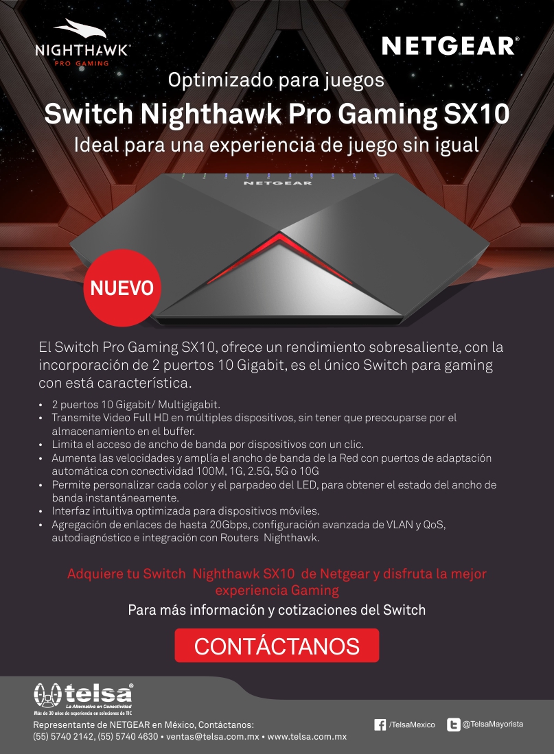 NETGEAR SX10 Switch Nighthawk Pro Gaming, ¡Contáctanos!